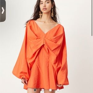 ASOS EDITION v neck drapey mini dress in Bright Orange